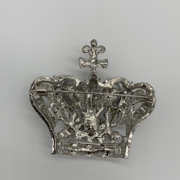 NWT White Rhinestone Crown Pin Brooch - Picture 4 of 5